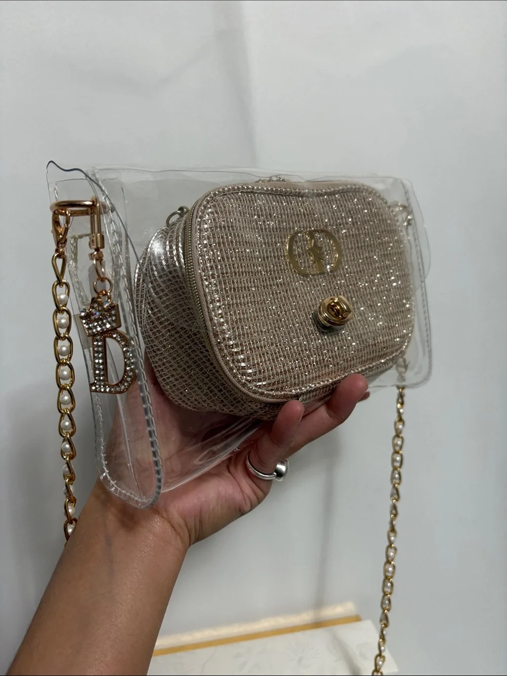 Dior Gold Pouch in Clear Women's Handbag - Picture 2 of 11